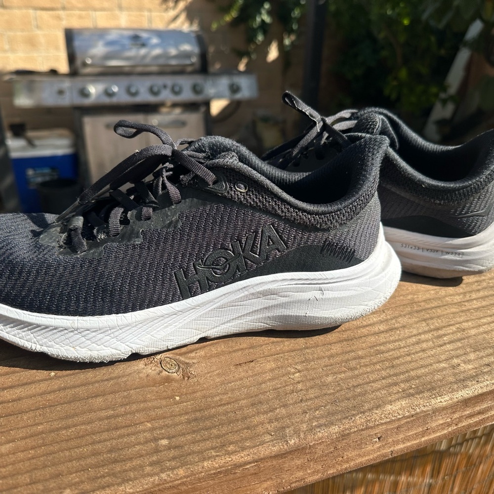 Hoka Black and White Athletic Shoes